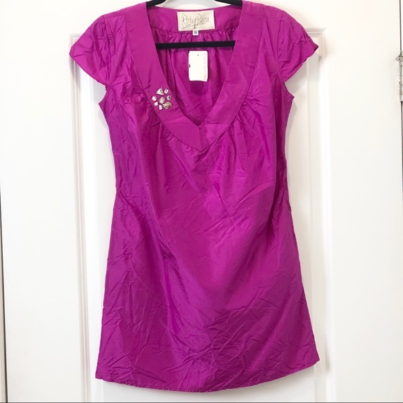 🎀Rory Beca Fushia Pink Silk Mini Cocktail Dress - Picture 1 of 6